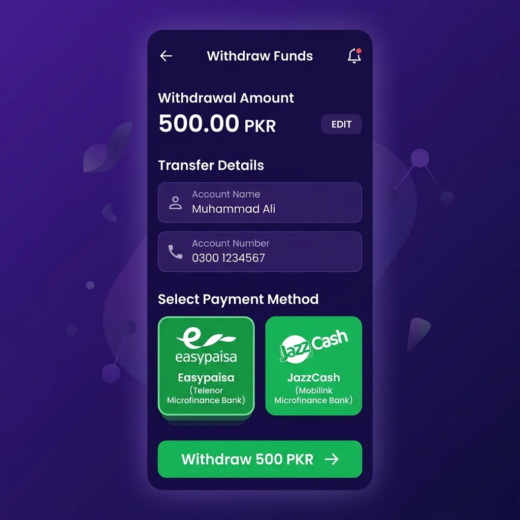 EC777 Earning Withdraw Form Proof